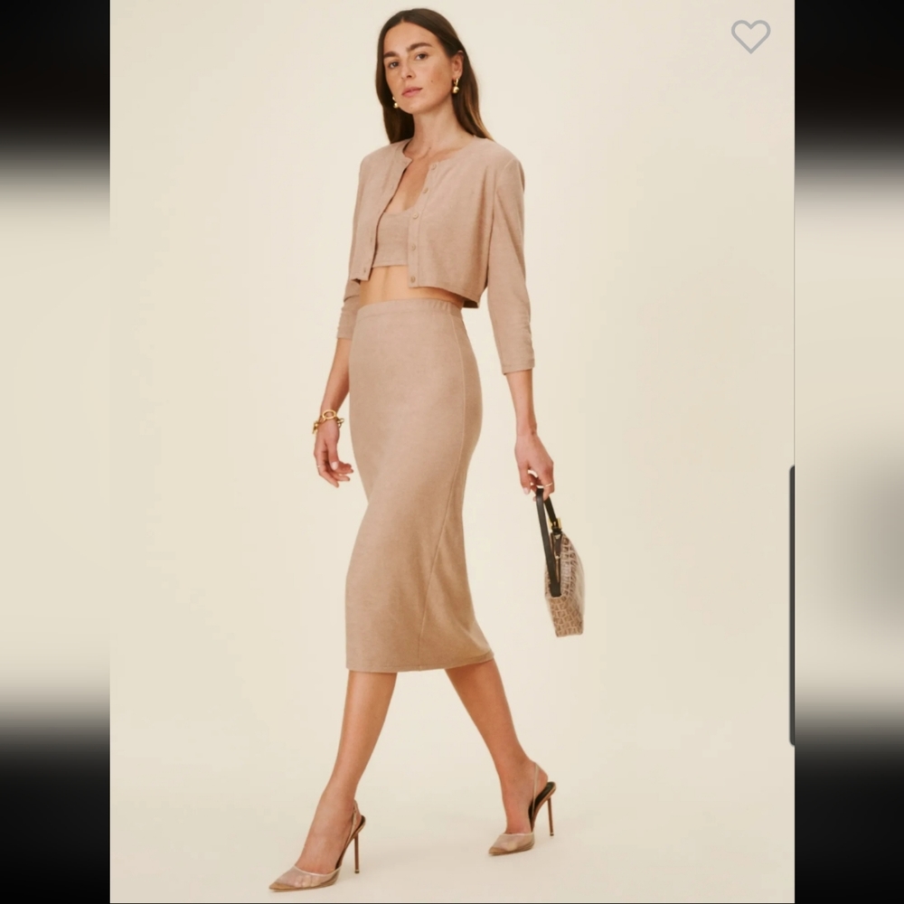 NWT Reformation Janice 3 Piece Skirt Set in Buff Size Medium